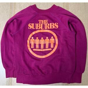 Vintage The Suburbs Band Crewneck 80's Pullover Maroon Made In USA Small